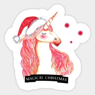 Magical christmas unicorn in watercolor Sticker